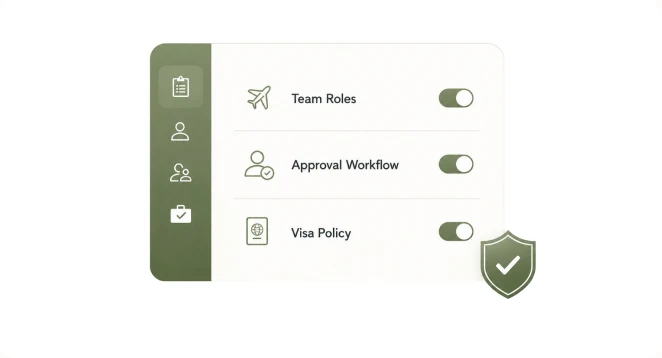 Phone showing travel policy guideline toggles