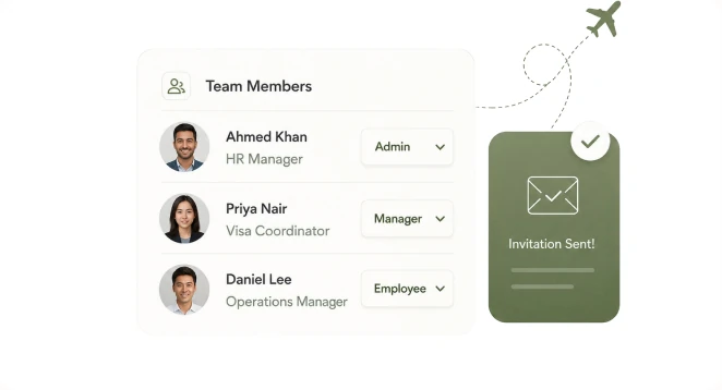 Team members list with assigned roles