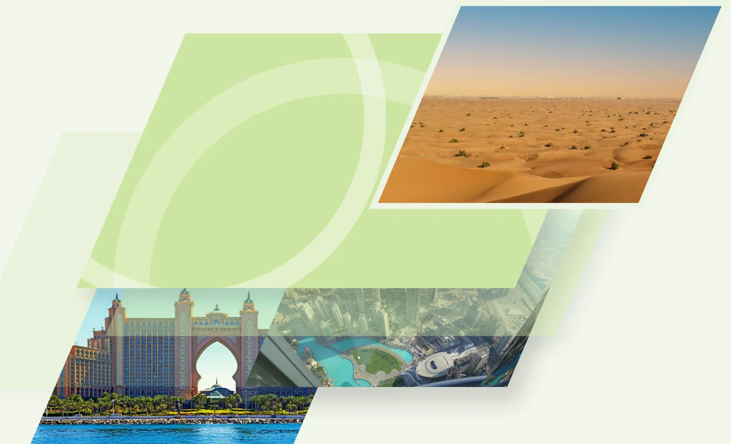 Dubai — desert safari, aerial skyline and Atlantis The Palm